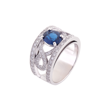 bague saphir et diamants en or blanc