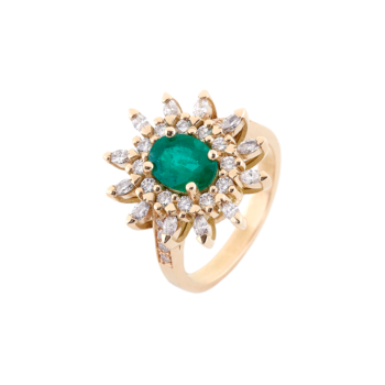 Bague Solaire émeraude et diamants